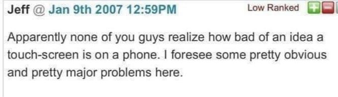 Screenshot of Jeff's Engadget comment on the iPhone announcement
